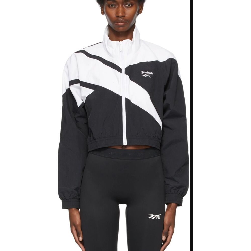 REEBOK CLASSICS Zippered Track Jacket Black White Small